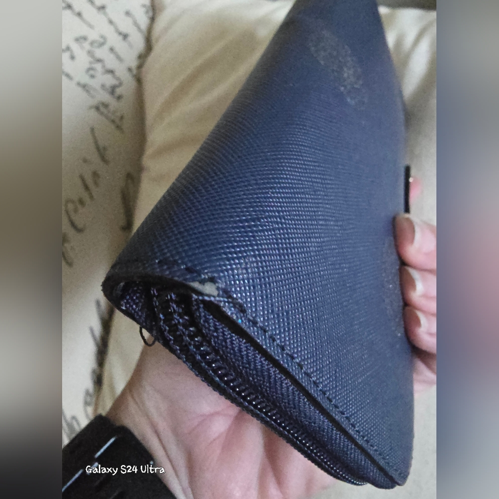 KATE SPADE ♠️ NY Navy Blue Neda Haven Lane Glitter Dot Zip Around Wallet In GUC - Picture 6 of 16